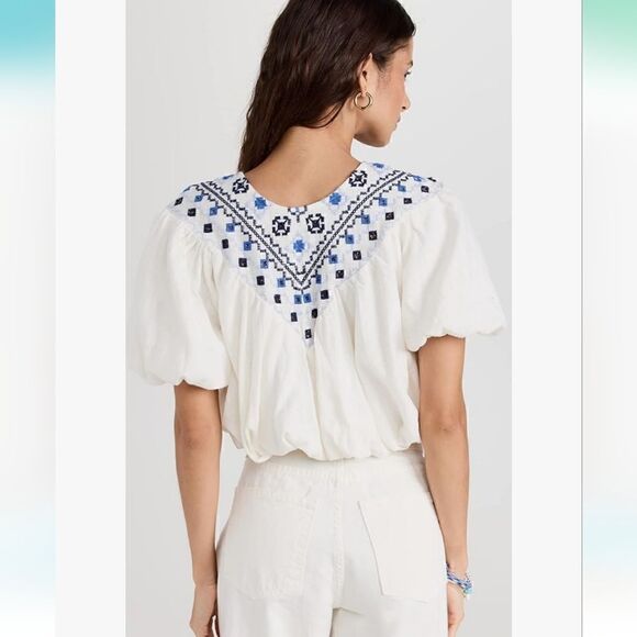 NWT Free People Joni Embroidered Crop Top in Ivory Size Small - Picture 10 of 11